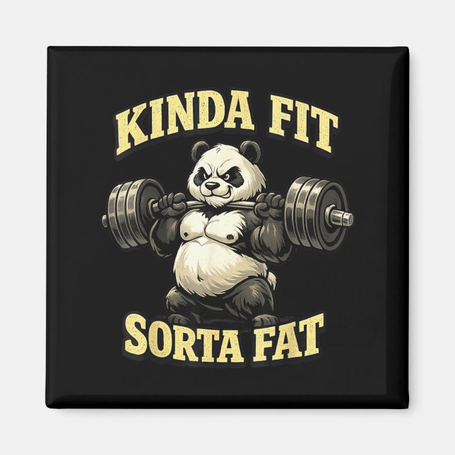 Íman Panda de Academia Engraçado_ Meio em Forma Meio Go (Frente)