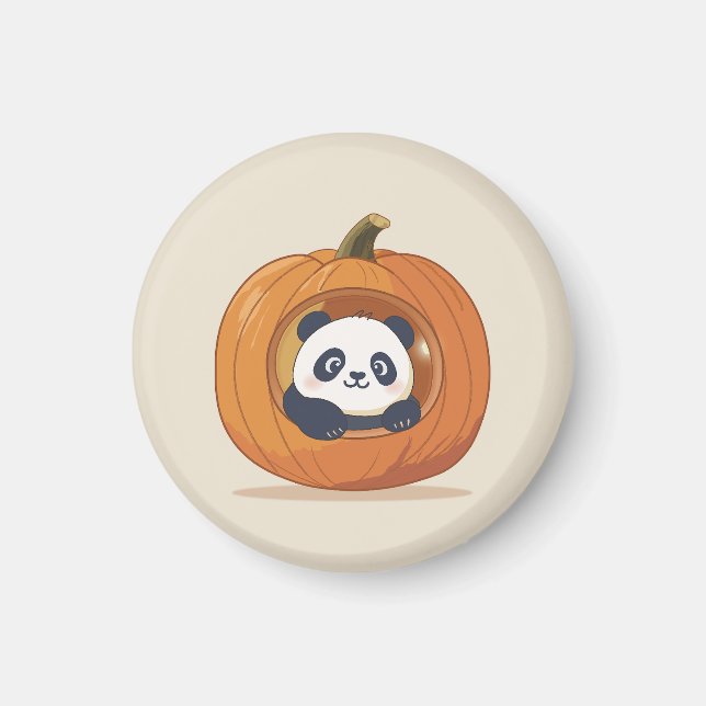 Íman Panda de Halloween de Abóbora Fofa (Frente)