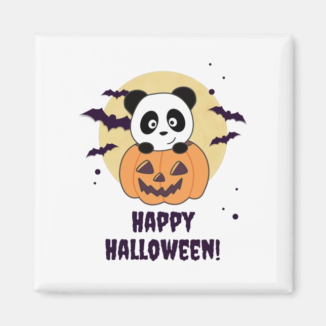 Íman Panda Em Pumpkin Doce Pandas Feliz Halloween (Frente)
