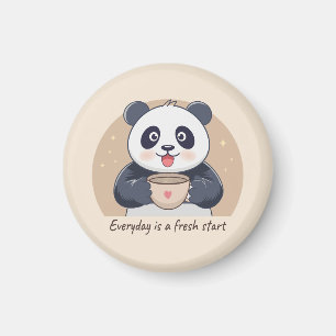 Íman Panda Fofo com Café