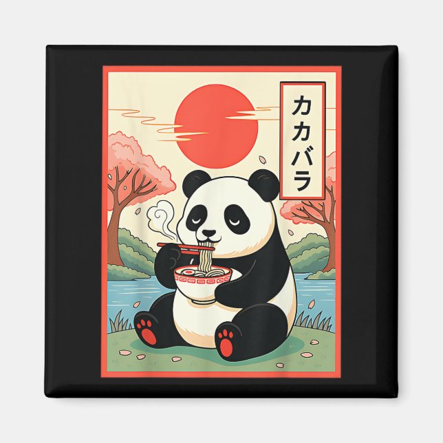 Íman Panda Kawaii Comendo Ramen Anime Macarrão Japonês  (Frente)