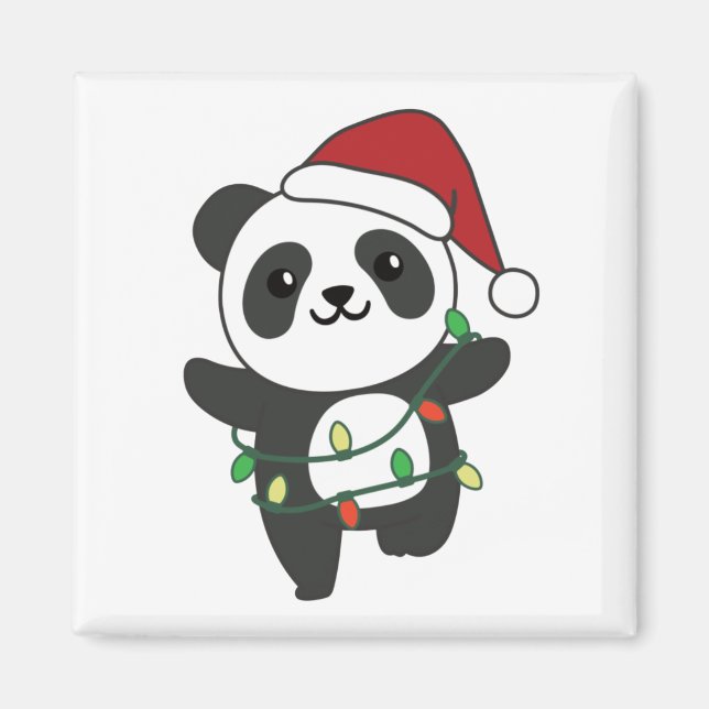 Íman Panda Natal Animais de inverno Pandas Magnet (Frente)