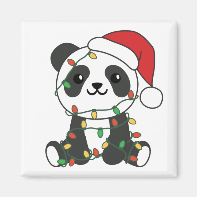 Íman Panda Natal Animais de inverno Pandas Magnet (Frente)