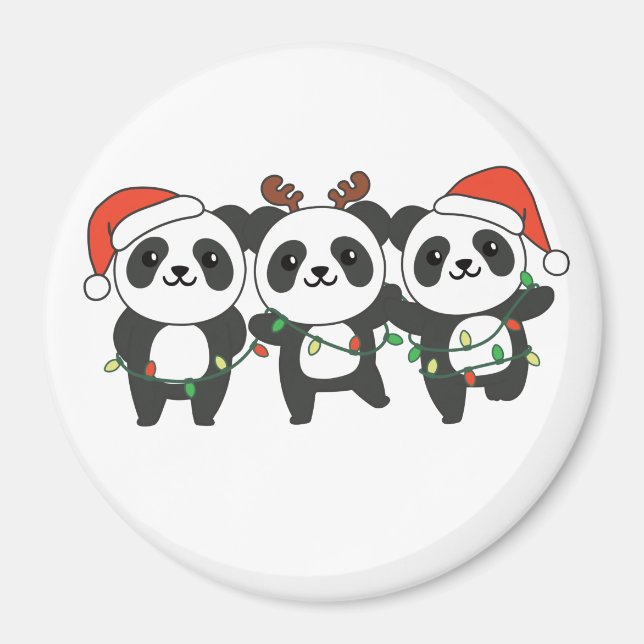 Íman Panda Natal Animais Fofos Pandas Magn (Frente)