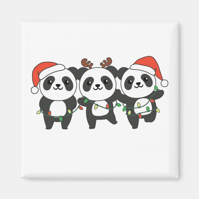 Íman Panda Natal Animais Fofos Pandas Magn (Frente)