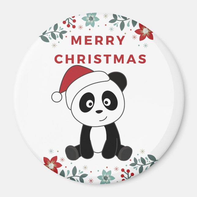 Íman Panda Natal Neve Inverno Animais Pandas Magnet (Frente)