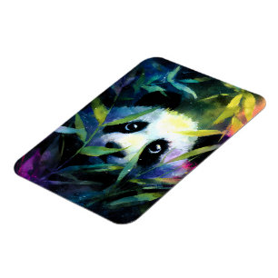 Íman Panda Peeking Bamboo Watercolor