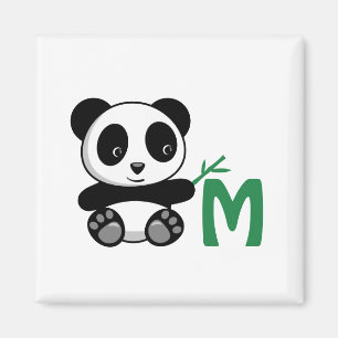 Íman Panda pequena bonito com um monograma de bambu da