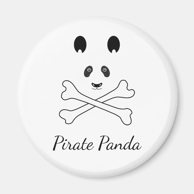 Íman Panda Pirata Branca e Preta Personalizada (Frente)
