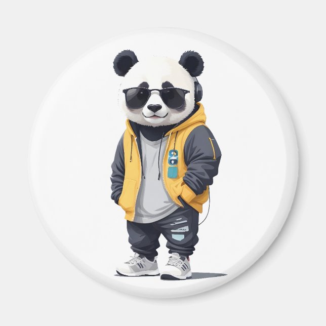 Íman Panda Vestindo Hoodie Funny Legal Caráter Animal (Frente)