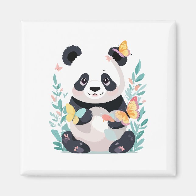 Íman Panda Vetor Pintando Brincadeiras Adoráveis (Frente)