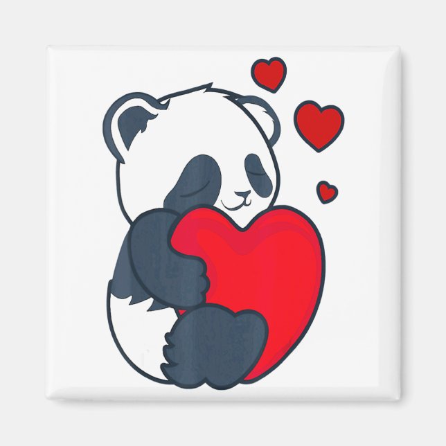 Íman Panda Women Valentines Day Girlfriend Heart  (Frente)