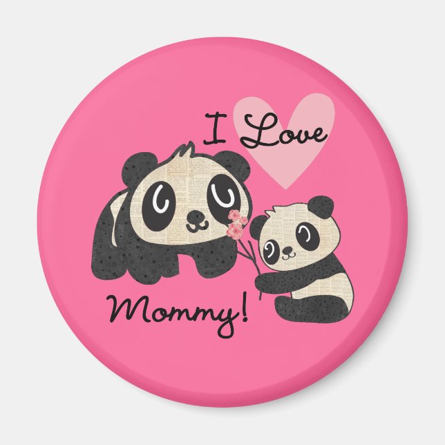 Íman Pandas eu amo mamães (Frente)
