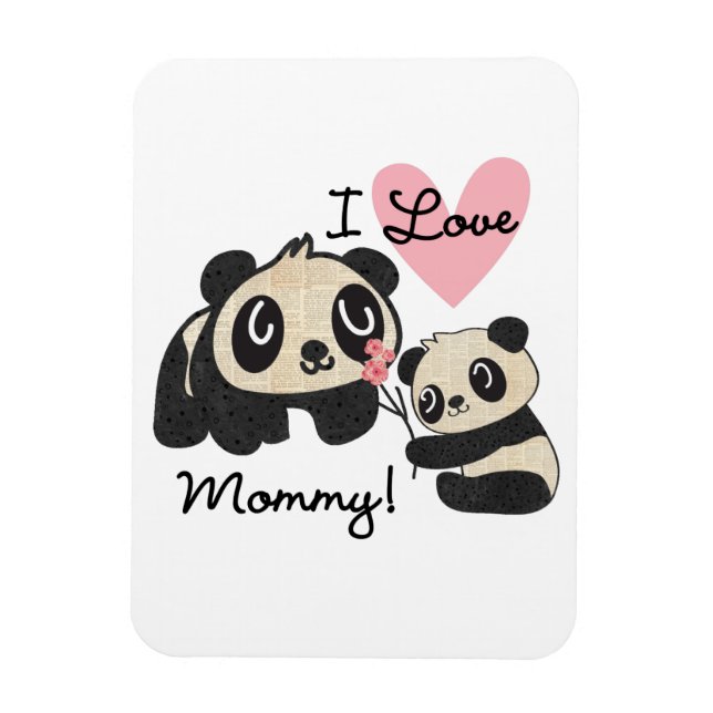Íman Pandas eu amo mamães (Vertical)