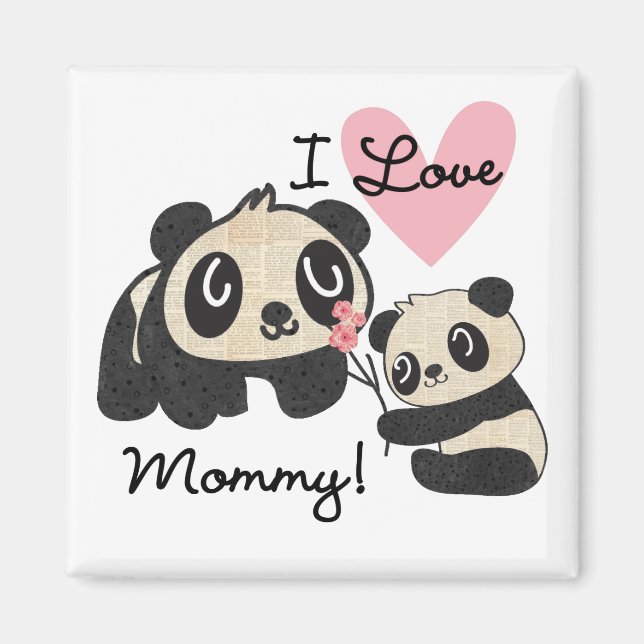 Íman Pandas eu amo mamães (Frente)