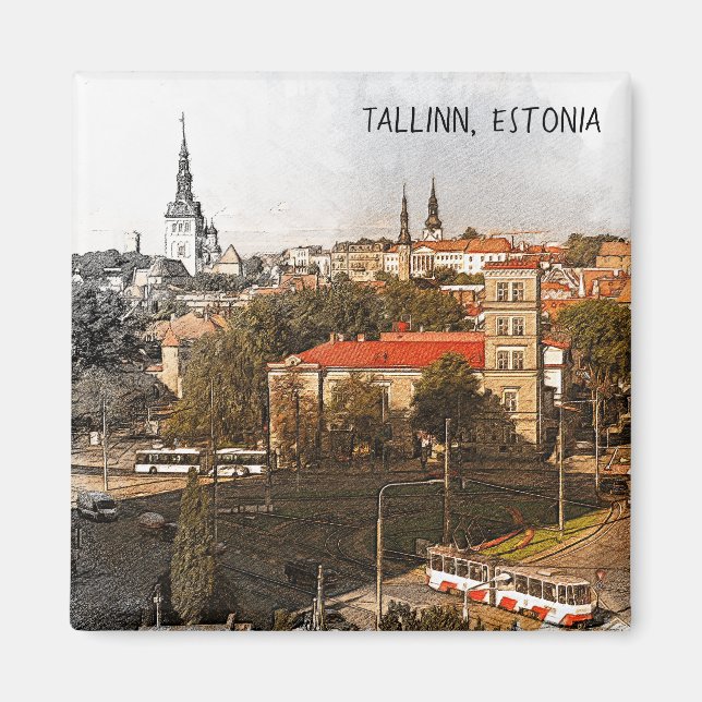 Íman Panorama da Cidade de Tallinn Estônia (Frente)