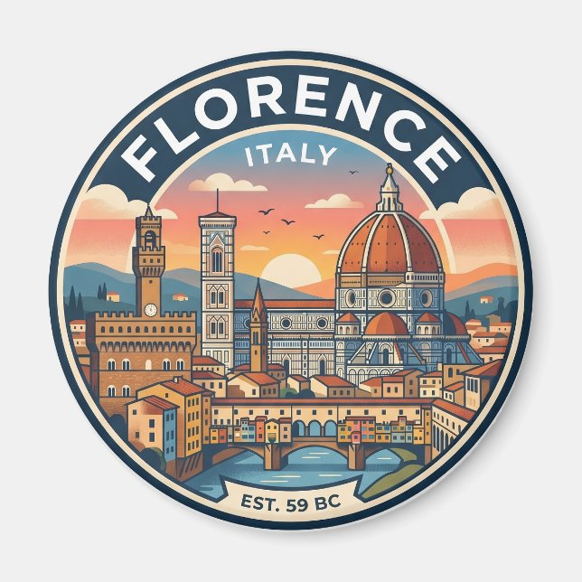 Íman Panorama de Florença Itália (Frente)
