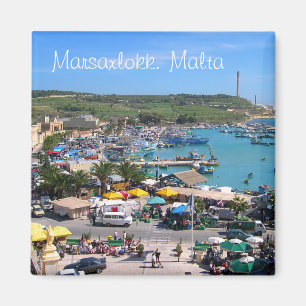 Íman Panorama do porto de Marsaxlokk em Malta