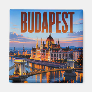 Íman 🌉 Panorama Moderna de Budapeste Estilo Urbano 🌉