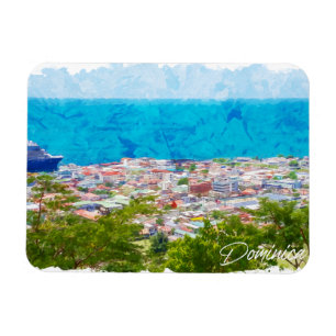 Íman Panorama Vista da Ilha Caribenha Dominica Vintage