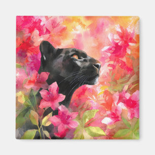 Íman Pantera Negra Selvagem Floral Selvagem Elegante