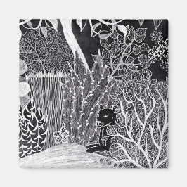 Íman Pantera preta na selva - desenho a lápis