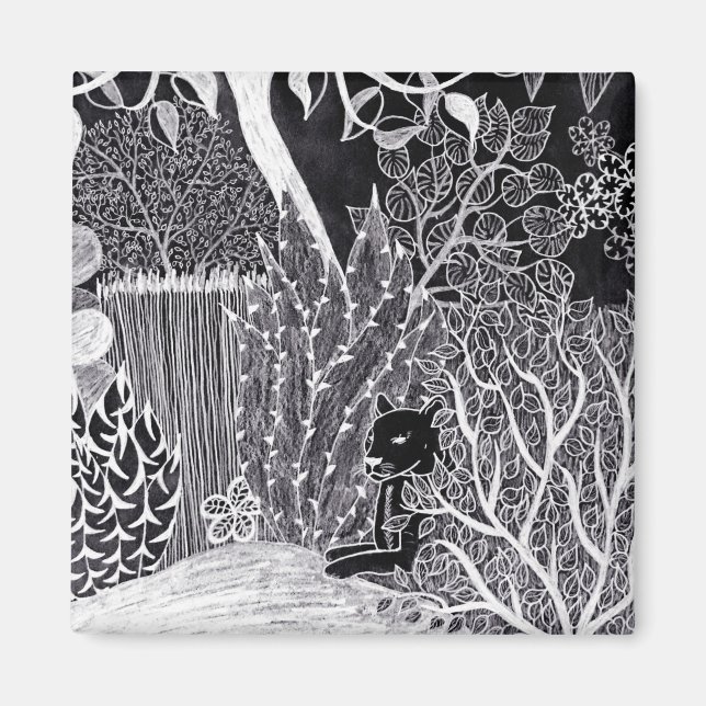 Íman Pantera preta na selva - desenho a lápis (Frente)