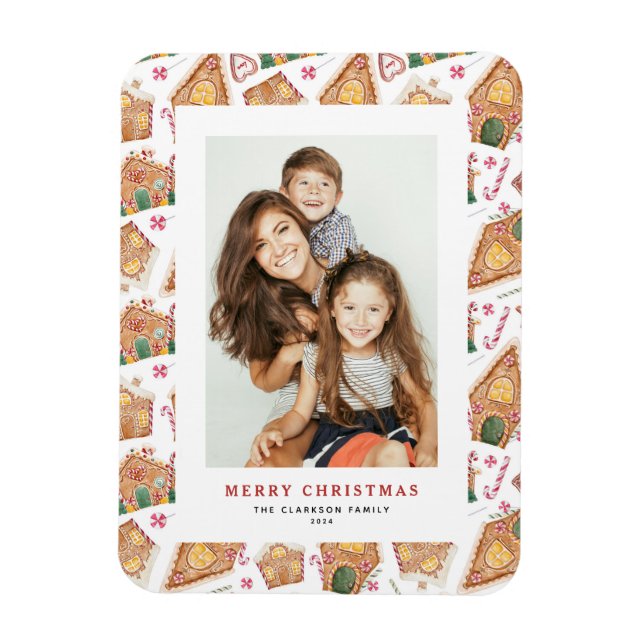 Íman Pão de Gengala Festivo Casa Branca Foto Natal (Vertical)