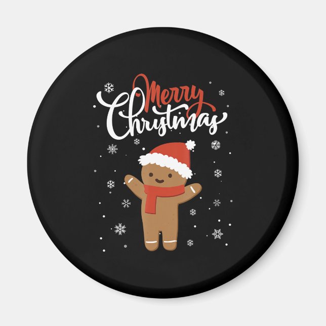 Íman Pão de gengibre de natal feliz | biscoito de natal (Frente)