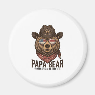Íman Papa Bear Cowboy Bear Patriotic Vintage Vector Des
