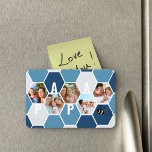 Íman Papa Honeycomb Foto Colagem 5 Foto 4 Carta<br><div class="desc">Imagem fotográfica de Honeycomb, personalizada com 5 das suas fotos favoritas e impressa com um nome de 4 letras, como o PAPA. O design apresenta uma colagem de fotos em favos de mel em tons de azul e branco. Para cores de alternativo e nomes de comprimento diferentes, navegue na minha...</div>