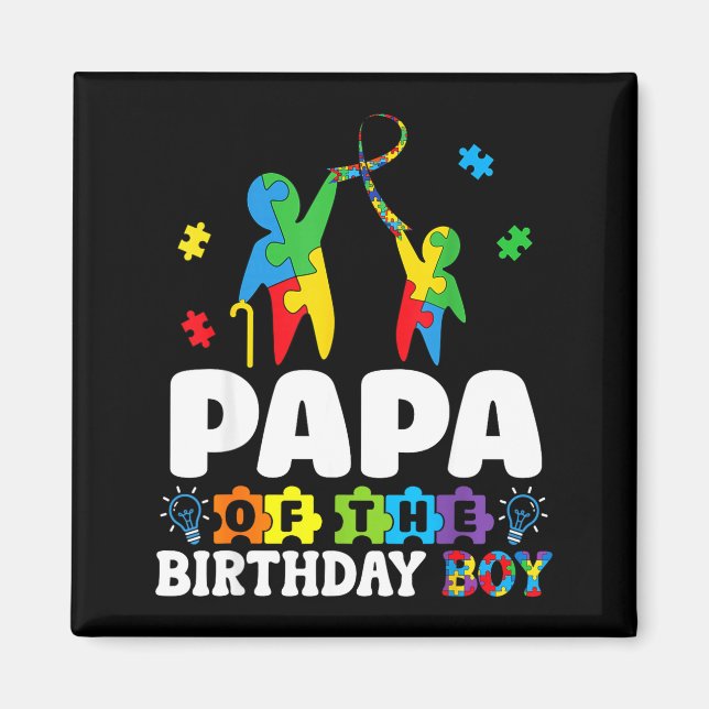 Íman Papa Of The Birthday Boy Autism Awareness Support  (Frente)