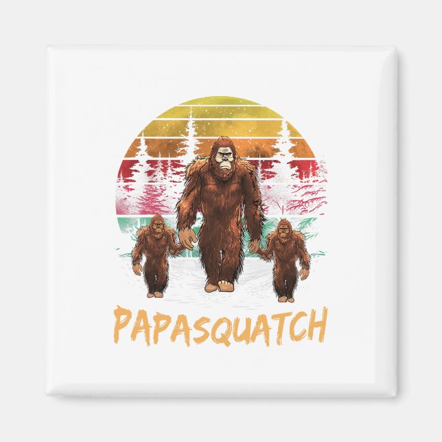 Íman Papa Squatch Retro Bigfoot Sasquatch Yeti Fath (Frente)
