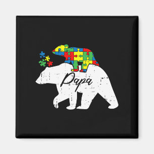 Íman Papa Urso Autismo Consciência Quebra-cabeça Pai Pe