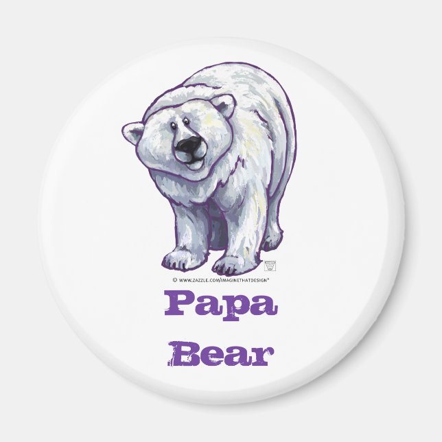Íman Papa Urso Polar com Magneta Redonda (Frente)