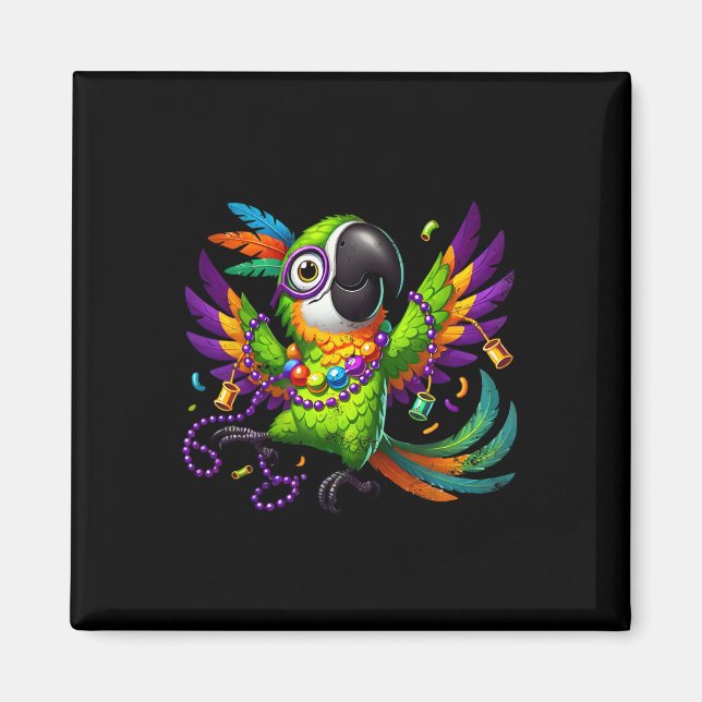 Íman Papagaio de Mardi Gras - Pássaro de Festa Alegre  (Frente)