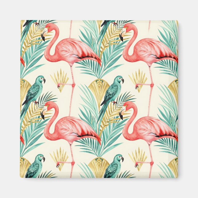 Íman Papagaio Flamingo Tropical da Selva (Frente)