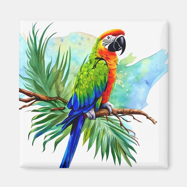 Íman Papagaio Macaw Gerado por AI-Cute (Frente)