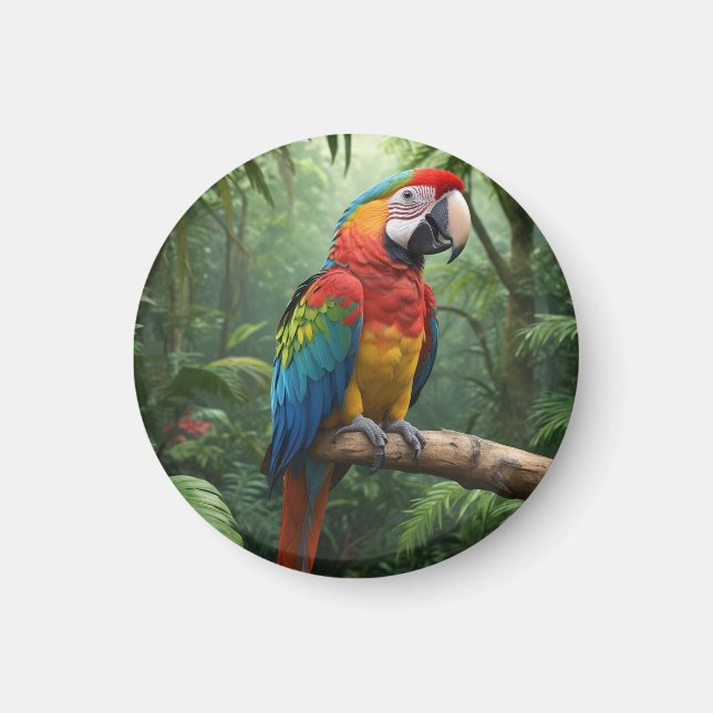 Íman Papagaio Macaw na Selva (Frente)
