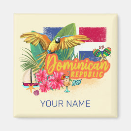 Íman Papagaio Retro da Ilha de Caribes da República Dom