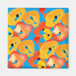 Íman Papagaios vermelhos e laranja arte floral