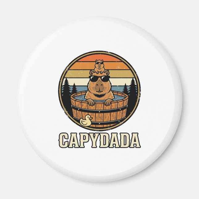 Íman Papai Capivara Capydada Design Vector Retro Banhei (Frente)