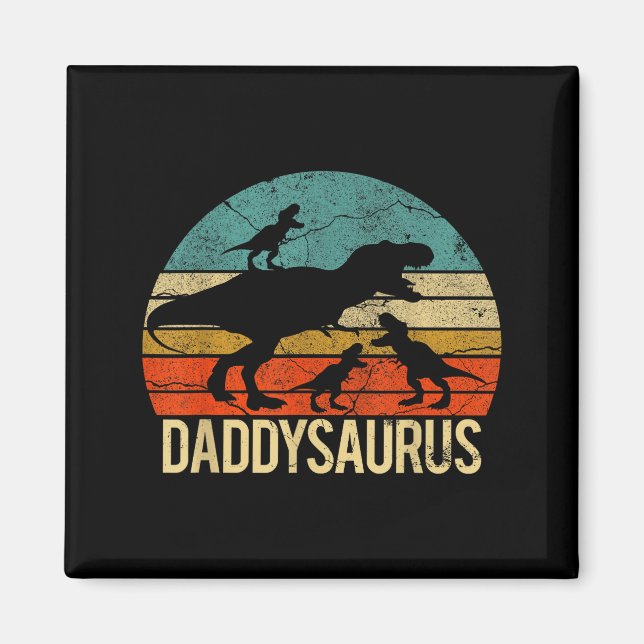 Íman Papai Dinossauro Daddysaurus 3 Três Crianças Natal (Frente)