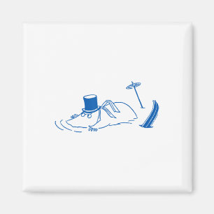 Íman Papai Moomin Azul Esquiodo na Neve Jogos de Invern