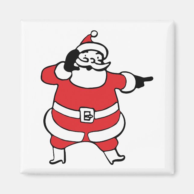 Íman Papai Noel alegre chamando as renas no Natal (Frente)