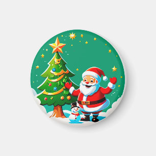 Íman Papai Noel Alegre Com Boneco de Neve