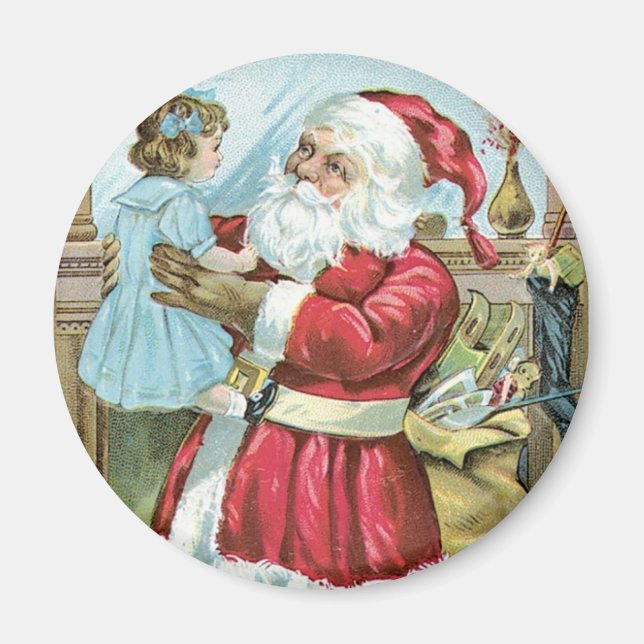 Íman Papai Noel Antigo com Criança (Frente)