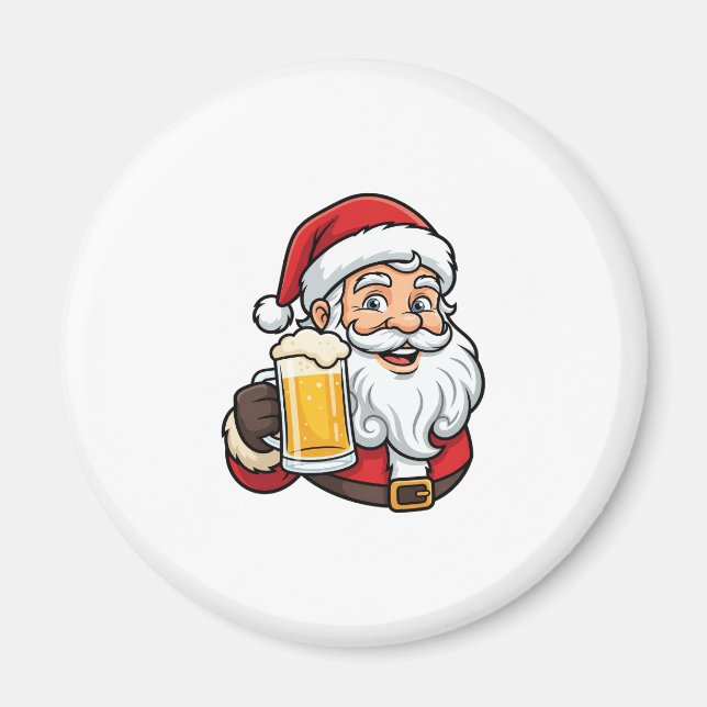 Íman Papai Noel Bebendo Cerveja Gráfico de Natal (Frente)