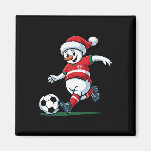 Íman Papai Noel Boneco de Neve Jogando Futebol Natal Ma