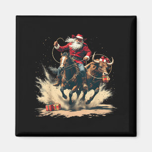 Íman Papai Noel Caubói Natal Vintage Cavalo Vaqueiro Ho